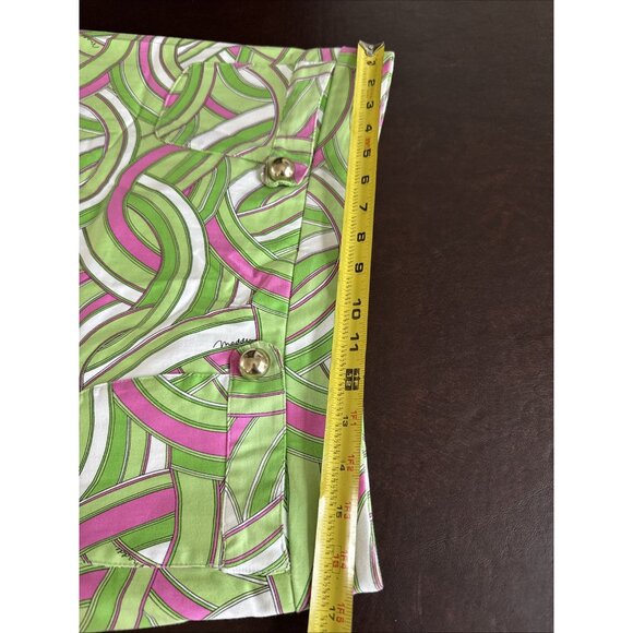 Melly M Green & Pink Swirl Print Mini Skirt Size M Cotton Blend - Picture 6 of 6
